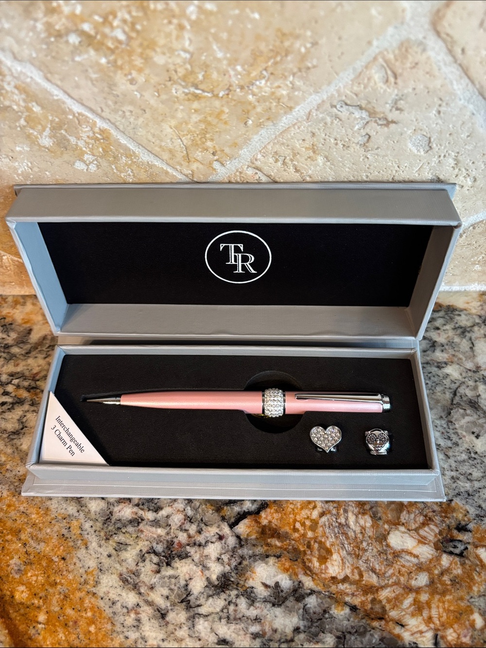 Things Remembered Pink Crystal Accent Ballpoint Pen with charms